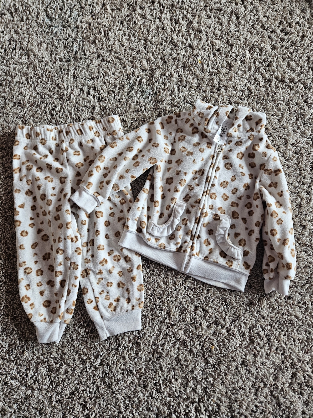 Carter's Cream and Brown Leopard Print Matching Set